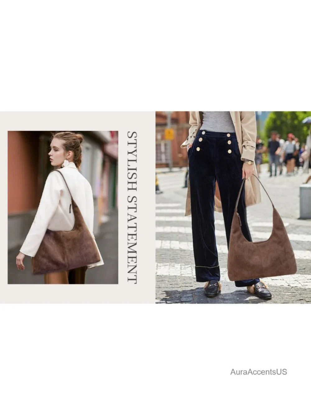 Faux Suede Tote Bag Women Hobo Shoulder Crossbody Work Handbag